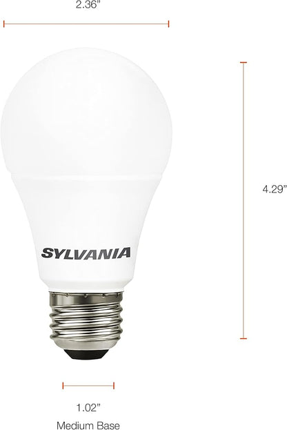 LEDVANCE Sylvania LED Light Bulb, 60W Equivalent A19, Efficient 8.5W, Medium Base, Frosted Finish, 800 Lumens, Bright White - 4 Pack (79704)