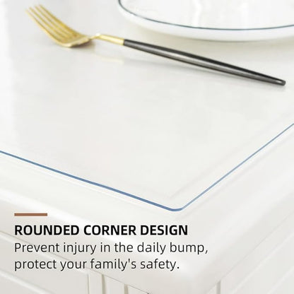 Warmstar Clear Table Cover Protector 36 x 60 Inch,1.5mm Thick Plastic Table Cover Rectangle,PVC Clear Table Protector,Desk Protector Mat for Kitchen, Dresser, Writing Desk，Dining Room Table