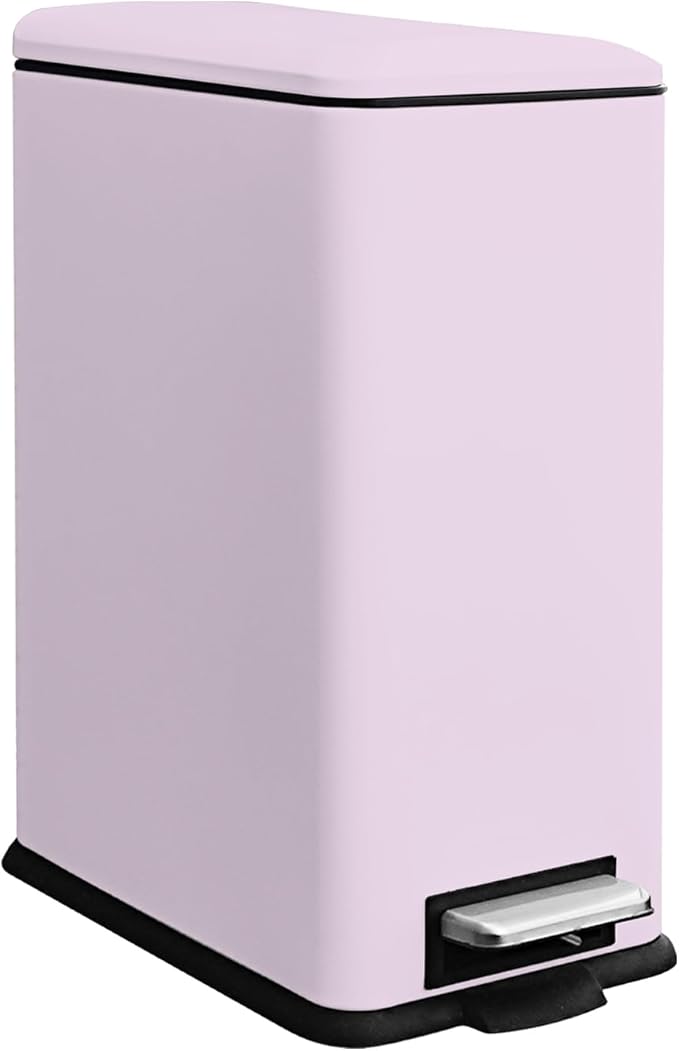 8 Gallon Step Trash Can with Soft Close Lid, 30L Stainless Steel Garbage Can, Fingerprint Resistant with Removal Inner Bucket, Pink Trash Can for Home, Kitchen, Laundry Room, Office, Bathroom