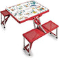 Picnic TIME Portable Folding Picnic Table with Seats for 4, Collapsible Aluminum Table with Benches & Umbrella Hole, Lightweight Foldable Table for Camping, Travel, Backyard, Tailgating