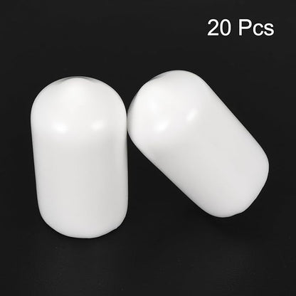 uxcell 20pcs Rubber End Caps 9mm ID Vinyl Round End Cap Cover Screw Thread Protectors White