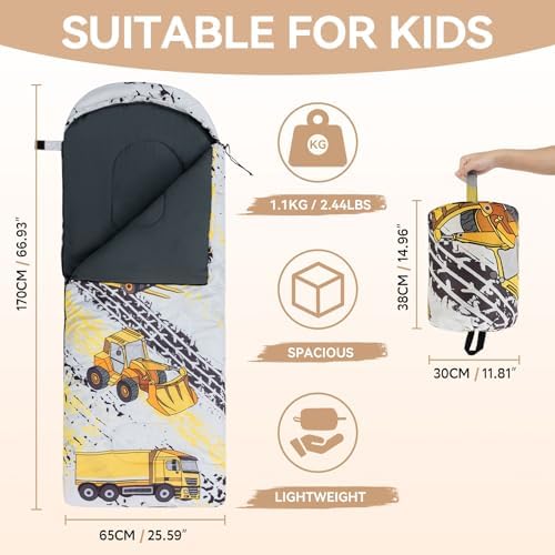Kids Sleeping Bag for Camping, Lightweight 3 Season Cold Weather Warm Bag