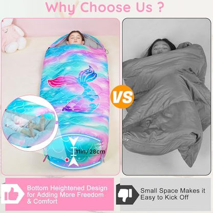 FIOBEE Kids Sleeping Bag 3 Season Camping Sleeping Bags for Girls Toddler