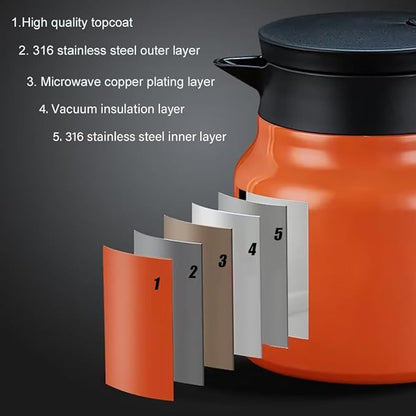 1000ml Smart Temperature Control Vintage Floral Tea Thermos Stainless Steel Insulated Mug with Built-In Filter Double Wall Vacuum Travel Tumbler for Hot Cold Drinks (plum blossom)