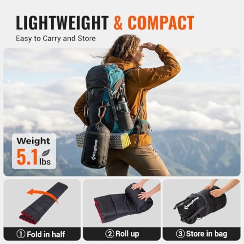 KingCamp Sleeping Bag for Adults, 100% Flannel XL Big and Tall