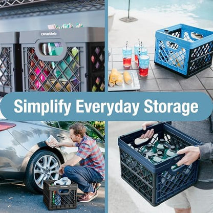 CleverMade Collapsible Milk Crate (EcoCrate) - 25L - Ocean (3PK)