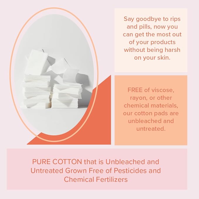 White Rabbit – Naked Cotton Classic – Premium 100% Cotton Pads for Toner Use, Makeup Remover, and Masks | Unbleached, Lint-Free, Extra Soft | Korean Skin Care Product (200 Count)