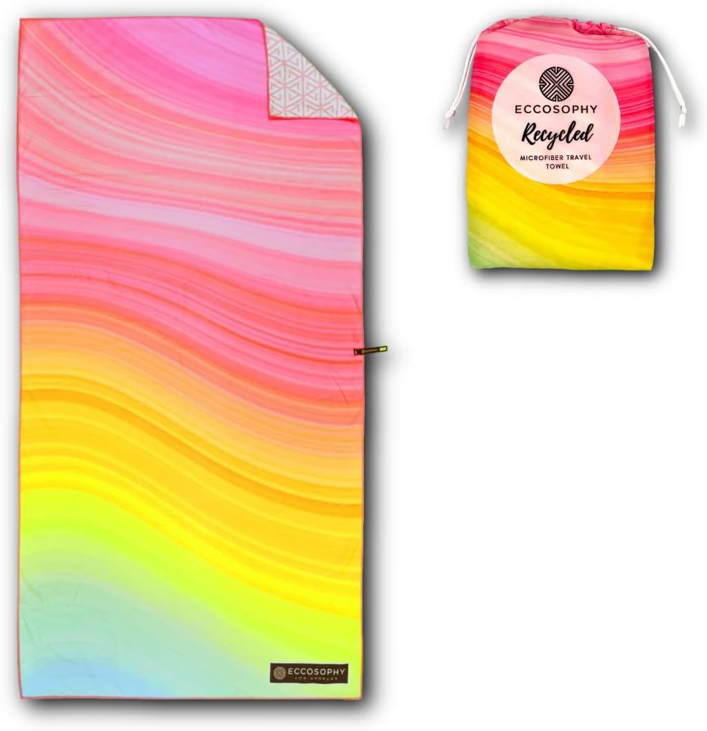 ECCOSOPHY Microfiber Beach Towel - Sand Free Towels are Quick Dry, Light Weight, Super Absorbent - Perfect Pool, Travel, Cruise, Camping Essentials - Oversized Extra Large for Adults 71x35 in