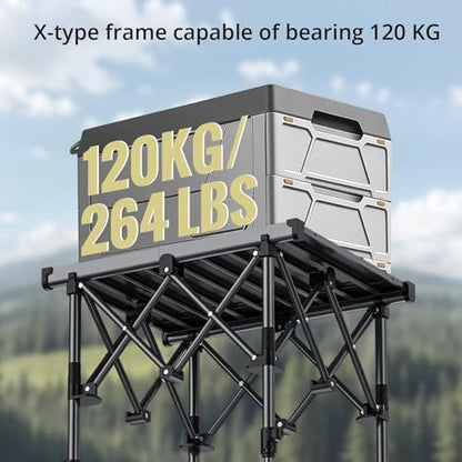Anbte Roll Up Camping Table, Adjustable Height Max 27.5", 20” x 16”, Black