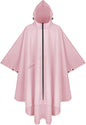 PTEROMY Hooded Rain Poncho for Adult with Pocket and Zipper, Waterproof Lightweight Raincoat for Men and Women
