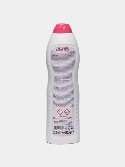 Tribello Multipurpose Surface Cleaner Cream for Kitchen & Bathroom, 100% Dirt Removal with Natural Cleaning Particles - Large 735ML / 25OZ (Pink Flowers)