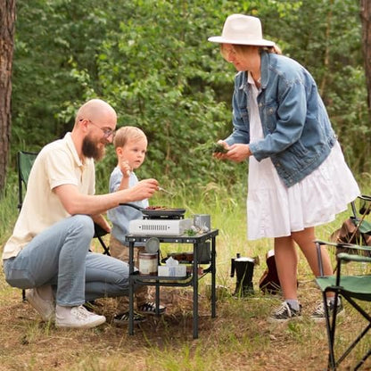 Titanker Folding Camping Table 2ft, Small Camp Table Portable with Side Racks & Storage Net, Small Picnic Table, Portable Beach Desk, Car Camping Essentials, Aluminum Light & Solid