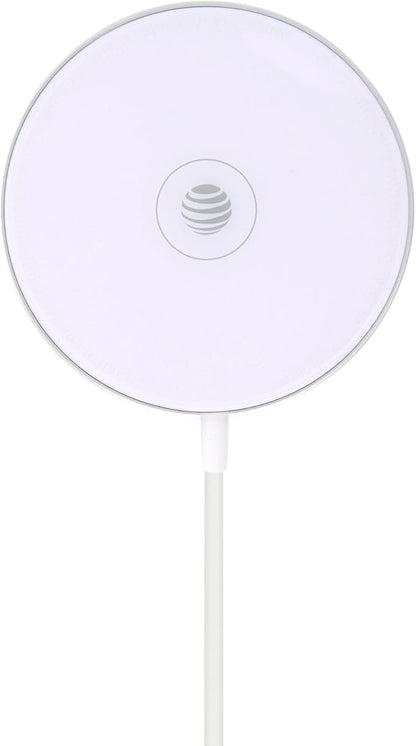 AT&T 15W Qi Wireless Charging Pad with Secure Magnetic Alignment, Qi Certified Fast Charger for iPhone, Android, Pixel, USB-C Input, Case-Friendly, Desk or Nightstand Use - White