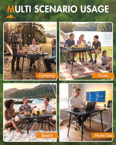Portal Camping Table, Folding Aluminum Outdoor Table with Mesh Layer