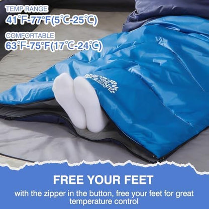 Sleeping Bags for Adults & Kids for Camping Hiking Trips Warm Cool Weather, Lightweight and Waterproof with Compression Bag, 3-4 Season Indoors Outdoors Activities