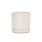D'vine Dev 3.5 Inch Ceramic Planter Pot with Drainage Hole and Saucer, Indoor Cylinder Round Planter Pot, Oatmeal, 94-O-A-8