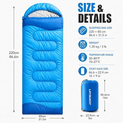 Sleeping Bags for Adults & Kids - Lightweight Camping Sleeping Bag