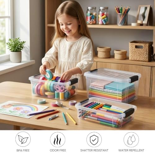 Superio 2.5 Quart Clear Plastic Storage Boxes with Lids, Stackable Organizer Containers, BPA-Free Storage Bins for Home, Office, School & Dorm, 3 Pack