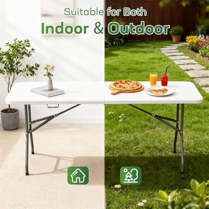 FDW | 6FT Folding Table | White | Portable Plastic Table