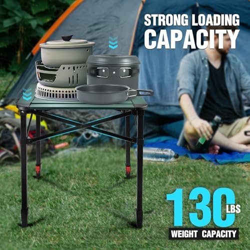 VILLEY Folding Camping Square Table, Portable Aluminum Table, Medium