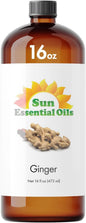Sun Essential Oils Ginger Essential Oil 16 Fl Oz (Pack of 1) – Large Bottle for Aromatherapy, Diffusers, DIY Blends, and Home Fragrance