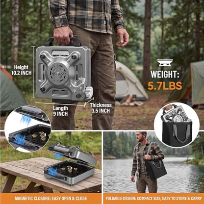 2-Burner Portable Propane Camping Stove,30000 BTU Foldable Gas Stove