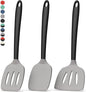 Coukre 3 Pack Silicone Spatula Set, High Heat Resistant, BPA-Free, Fish Spatula, Solid & Slotted Turner for Non-Stick Pans, Flipping Eggs, Pancakes, Fish, Burgers (3, GrayBlack)