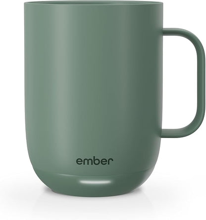 Ember Temperature Control 14oz Smart Mug 2, App-Controlled and Rechargeable Heated Coffee Cup Warmer with Intelligent LED Display, Sage Green.