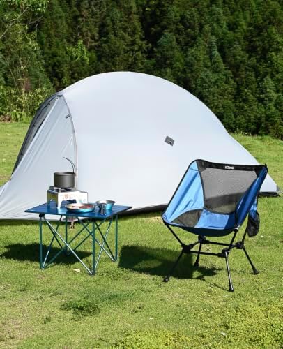 iClimb Ultralight Compact Camping Folding Table (Reinforced Blue - L)