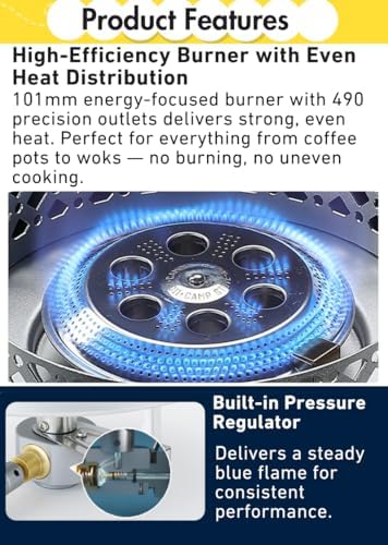 CAMPINGMOON Canister Top Stove 4200W Isobutane Pot Stand OD-4/OD-4-ST