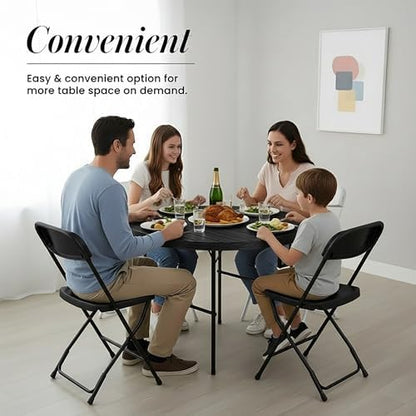 2 PACK of 3.5 Feet Circular Round Foldable Table with Built in Handle & Steel Legs | Heavy Duty Portable | Perfect for Party, Dining, Wedding, Events, Picnic Indoor, Outdoor, Camping, Utility