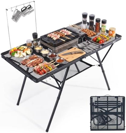 Portal 4 ft Folding Camping Grill Table Heavy Duty Portable Outdoor for BBQ