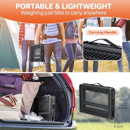 2ft Folding Grill Table 23''x16'', 3 Adjustable Heights Max 27.5'', Black