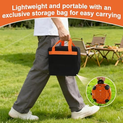 2 Burner Propane Camping Stove with Windshield,20,000 BTUs Folding Portable Camp Stove with Frying Pan,Carrying Bag,Dual Gas Stoves Easy Carrying for Tailgating,Camping,BBQ (Orange, Medium)