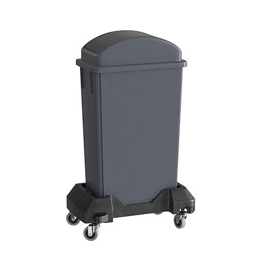23 Gallon Gray Slim Jim Trash Can with Swing Top Lid and Dolly