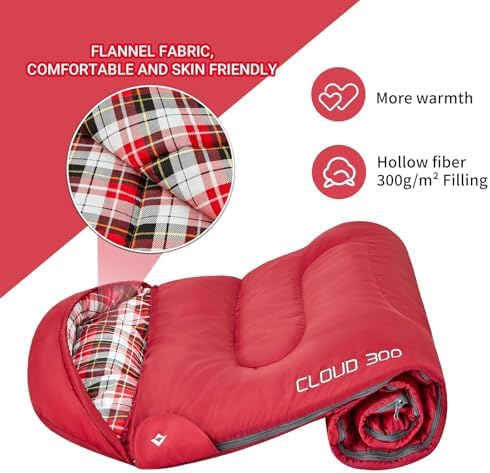 KingCamp 45°F Kids Sleeping Bag, 100% Flannel Sleeping Bag for 10-12 Child
