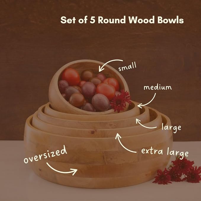 Extra Large Salad Bowl, 17" Wide, Big Serving Dish for Salad, Pasta, Cut Fruit, Party, Catering, Wedding, Restaurant, Kitchen Countertop Fruit Bowl, Farmhouse Style, Mango Wood
