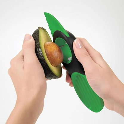 3-in-1 Avocado Slicer, Cutter & Peeler - Multi-Functional Knife Fruit & Vegetable Kitchen Tool, Scooper Pit Remover (Green-Black)