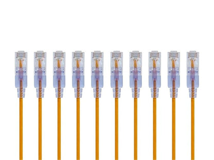 Monoprice Cat6A 2ft Yellow 10-Pk Patch Cable UTP 30AWG 10G Pure Bare Copper Snagless RJ45 SlimRun Series Ethernet Cable