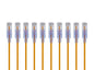Monoprice Cat6A 2ft Yellow 10-Pk Patch Cable UTP 30AWG 10G Pure Bare Copper Snagless RJ45 SlimRun Series Ethernet Cable