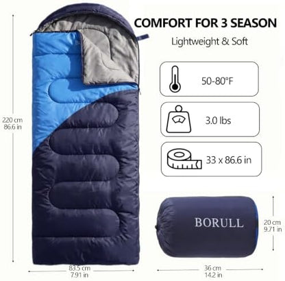 Lightweight Sleeping Bags for Adults & Kids, Backpacking & Scouts, Compact