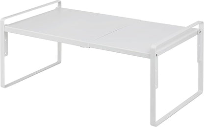 Nxconsu Cabinet Shelf Expandable Height Adjustable Shelf Organizer Riser for Kitchen Cabinet Pantry Cupboard Under Sink Countertop Organization Storage Space Saver Stackable Heavy Duty Metal White XXL