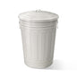 Plexon Round Trash Can 13 Gallon, Vintage Metal Outdoor Trash Can with Lid, Retro Farmhouse Garbage Container, Old School Modern Ash Bucket, Beige