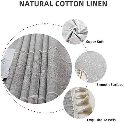 Deep Dream Tablecloths, Embroidered Waterproof Table Cloth Cotton Linen Wrinkle Free Anti-Fading Table Cover Decoration for Kitchen Dinning Party Christmas, 55 x 140 Inch - Gray