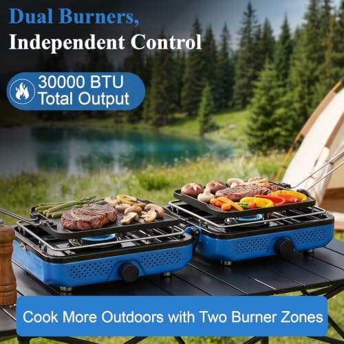 Uniflasy 2-Burner Camping Stove Kit with Carry Bag & Wind Guards