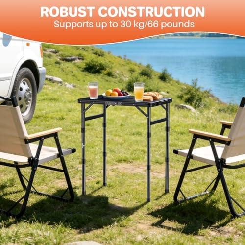 FUNYKICH Waterproof Camping Tables with Plastic Tabletop 22.8''x15.7''