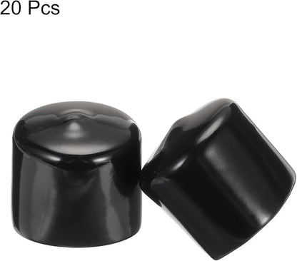 uxcell 20pcs Rubber End Caps 35mm ID Vinyl PVC Round Tube Bolt Cap Cover Screw Thread Protectors Black