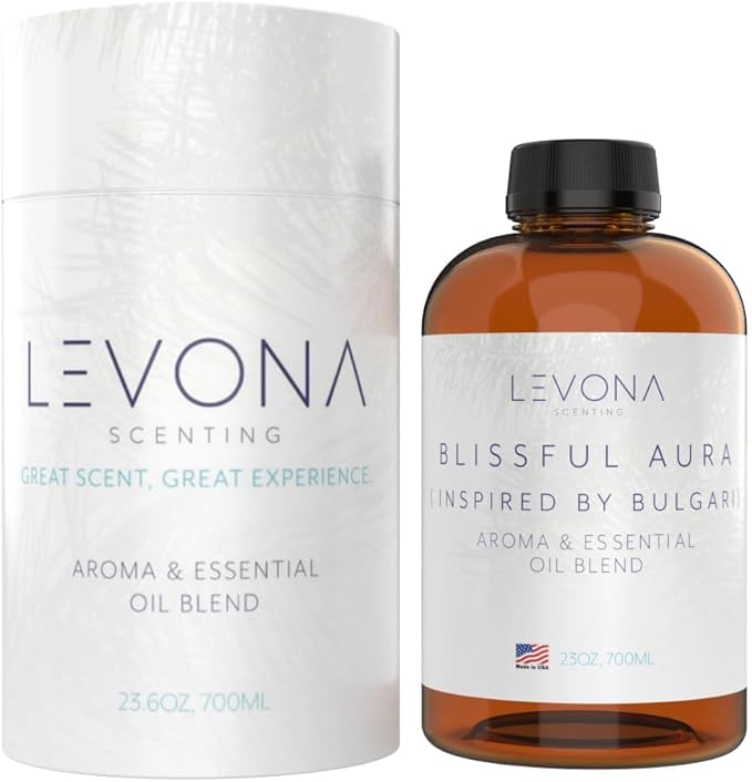 Levona Scent Essential Oils for Diffuser: Blissful Aura Diffuser Oil with Notes of Amber, Musk & Jasmine - Home Luxury Scents for Hotel - Fragrance Oil - 700 Ml Essential Oil