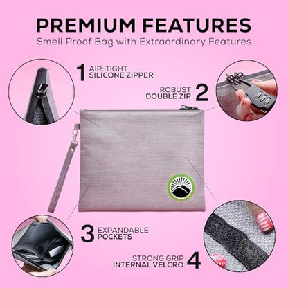 Large and Small Smell Proof Bag Combo, Smell Proof Container, Dog Tested Odor resistant Bag, Best Zipper Odor sealing Pouch Herbs, coffee & Travel Medicine Bag, Scent resistent Containers