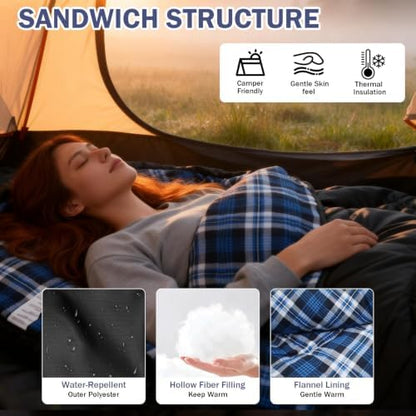 100% Cotton Flannel XXL 3-4 Season Sleeping Bags for Adults